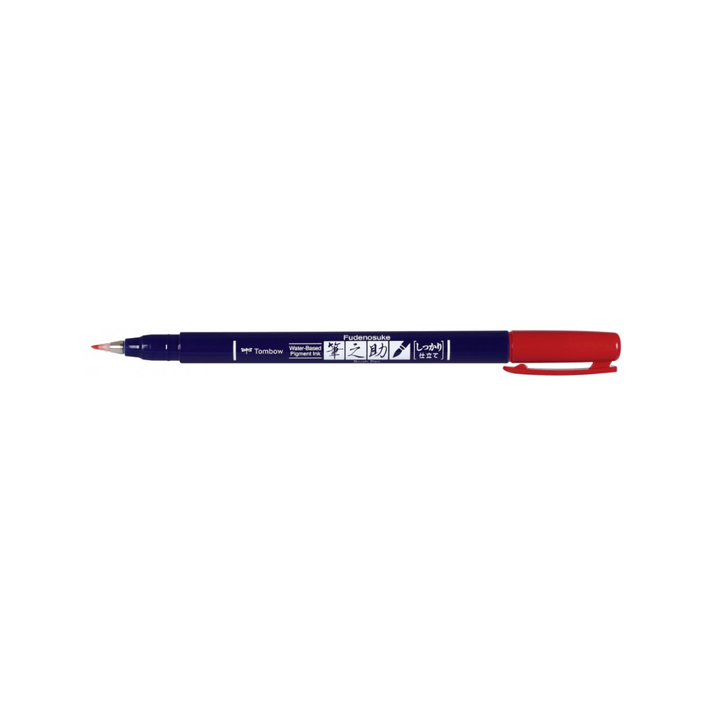 Pisak do kaligrafii Fudenosuke Brush Pen - Tombow - twardy, czerwony