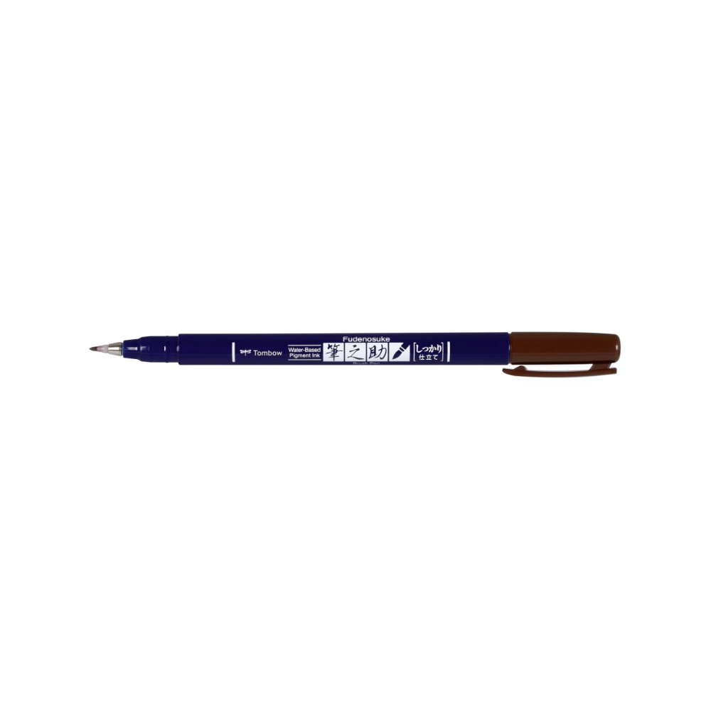 Pisak do kaligrafii Fudenosuke Brush Pen - Tombow - twardy, brązowy