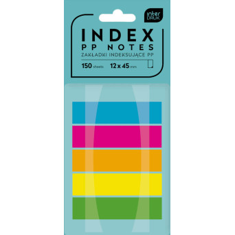 Zakładki indeksujące PP Index Notes w podajniku - Interdruk - 5 kolorów, 150 szt.