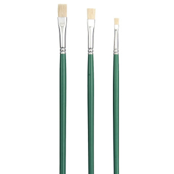 Set of flat, natural bristle brushes - Talens - oils and acrylics, 3 pcs.