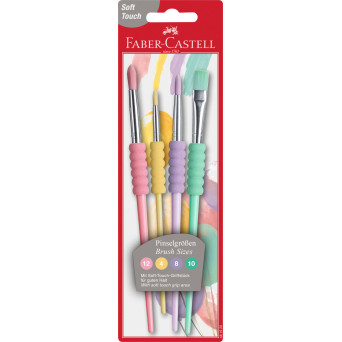 Zestaw pędzelków szkolnych z miękkim uchwytem - Faber-Castell - 4 szt.