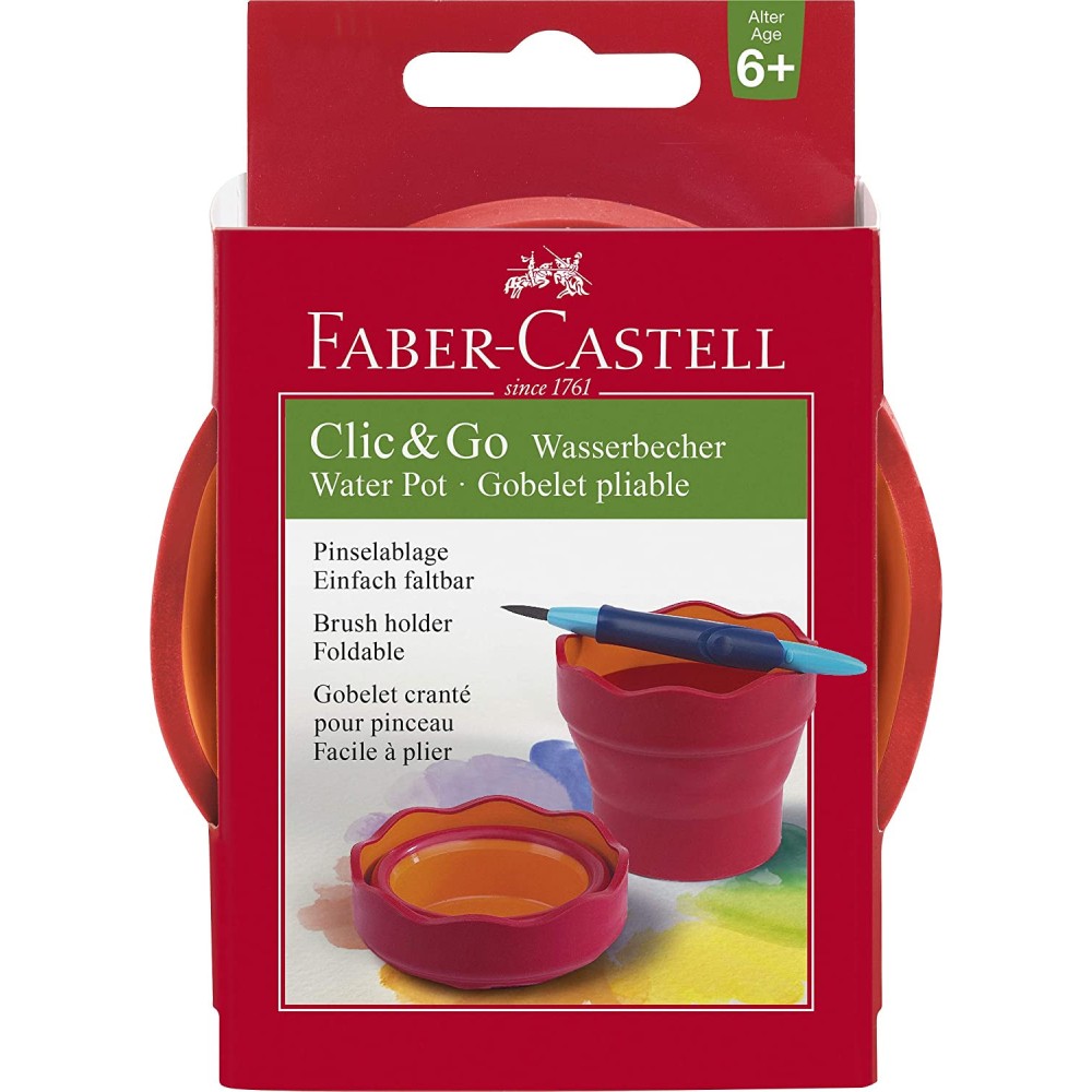 Foldable Click&Go water cup - Faber-Castell - red