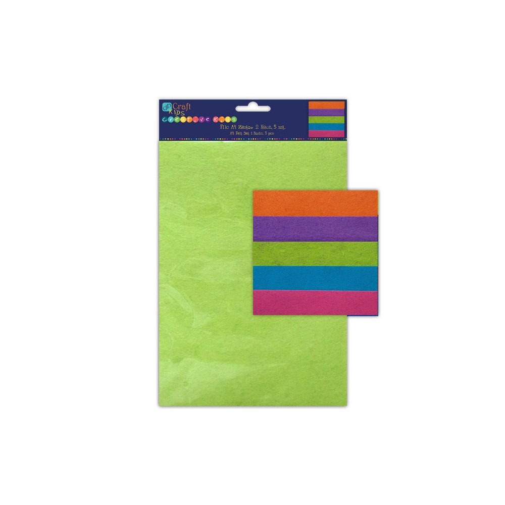 Felt set A4 - DpCraft - neon colors, 5 pcs.