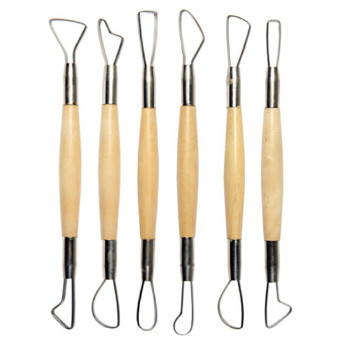 Pottery Mirette double wire tool set - Renesans - 6 pcs.
