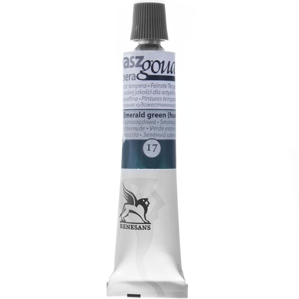Gouache paint in tube - Renesans - 17, emerald green (hue), 20 ml