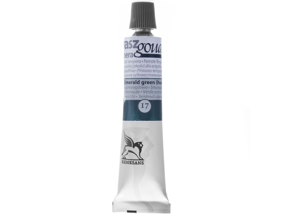 Gouache paint in tube - Renesans - 17, emerald green (hue), 20 ml