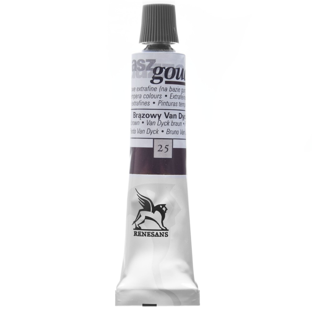 Gouache paint in tube - Renesans - 25, Van Dyck brown, 20 ml