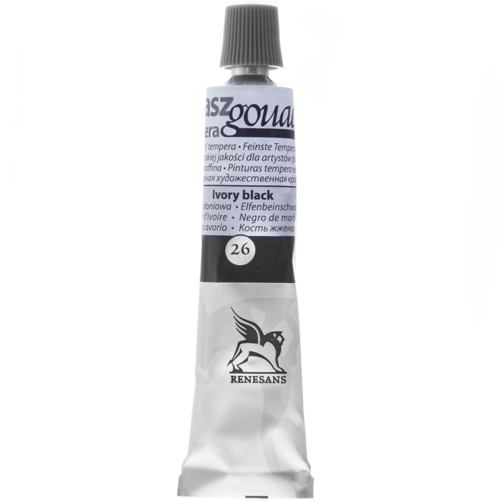 Farba gwasz - Renesans - 26, ivory black, 20 ml