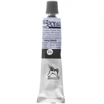 Gouache paint in tube - Renesans - 26, ivory black, 20 ml