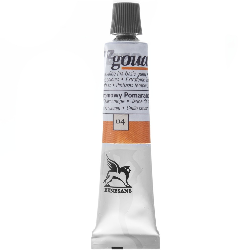 Gouache paint in tube - Renesans - 04, chrome orange, 20 ml