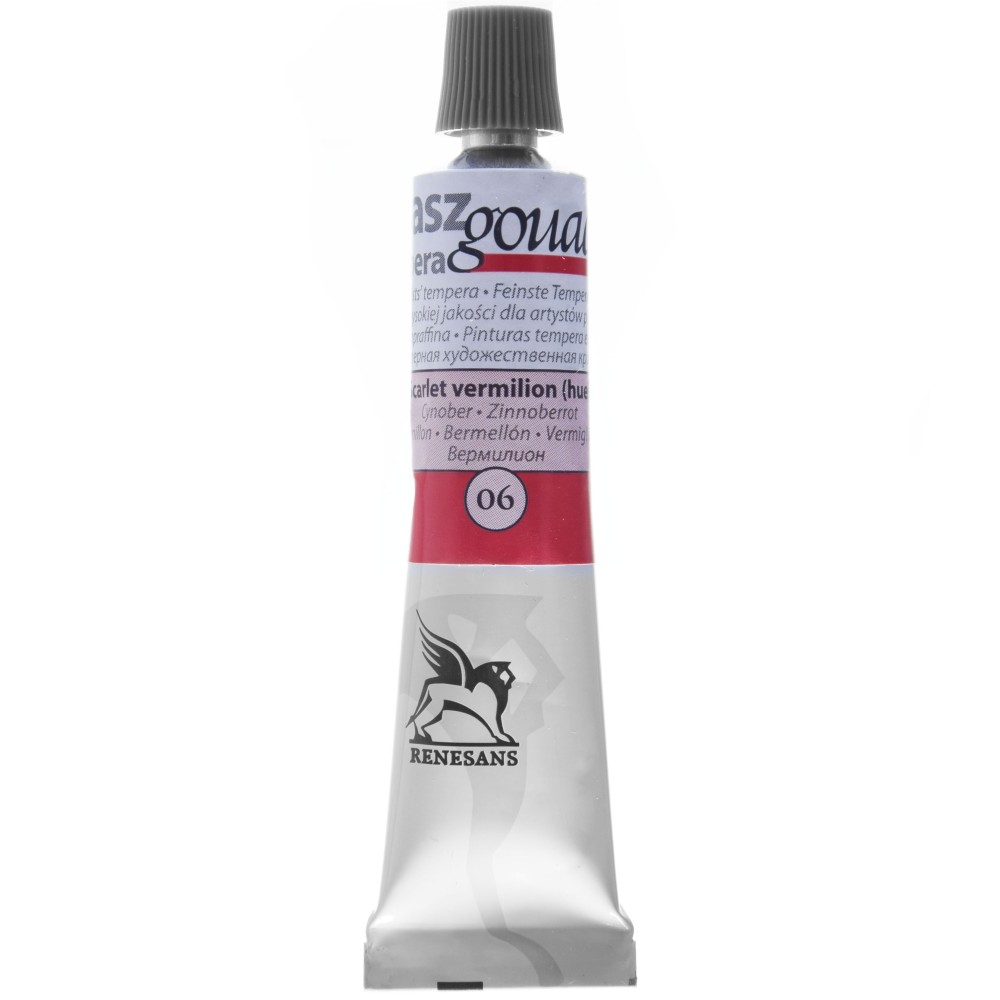 Gouache paint in tube - Renesans - 06, scarlet vermilion (hue), 20 ml