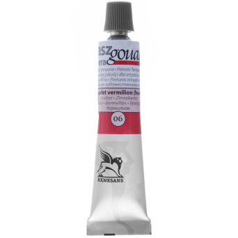 Gouache paint in tube - Renesans - 06, scarlet vermilion (hue), 20 ml