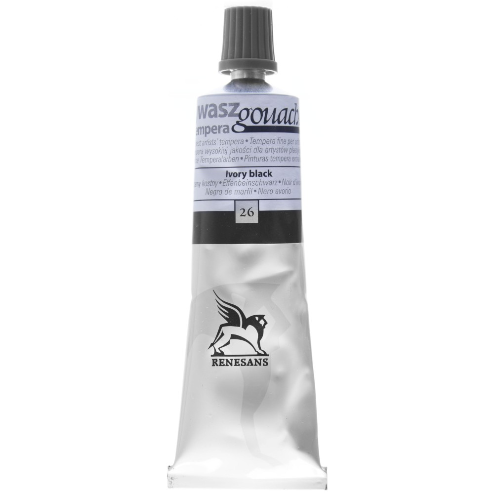 Farba gwasz - Renesans - 26, ivory black, 60 ml