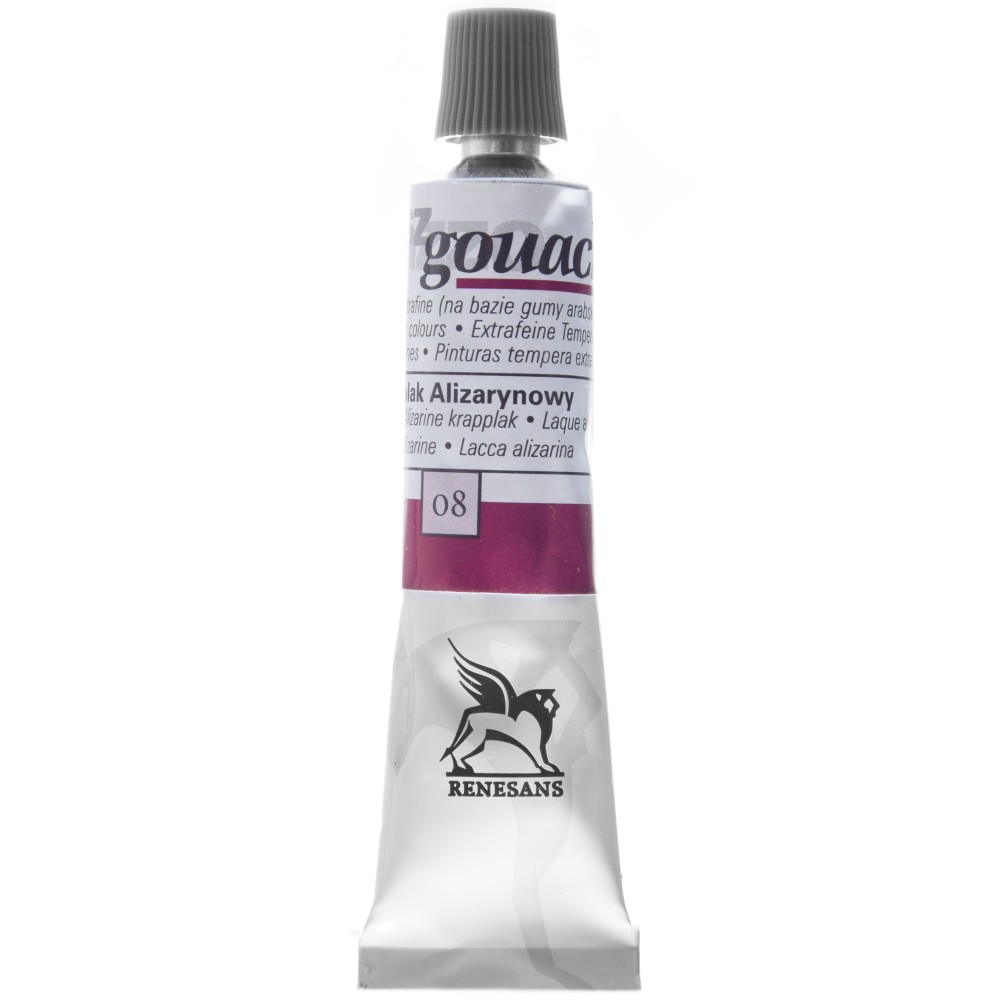 Farba gwasz - Renesans - 08, alizarine crimson, 20 ml
