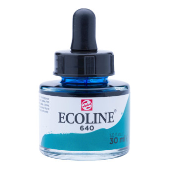 Liquid watercolor Ecoline in bottle - Talens - Bluish Green, 30 ml