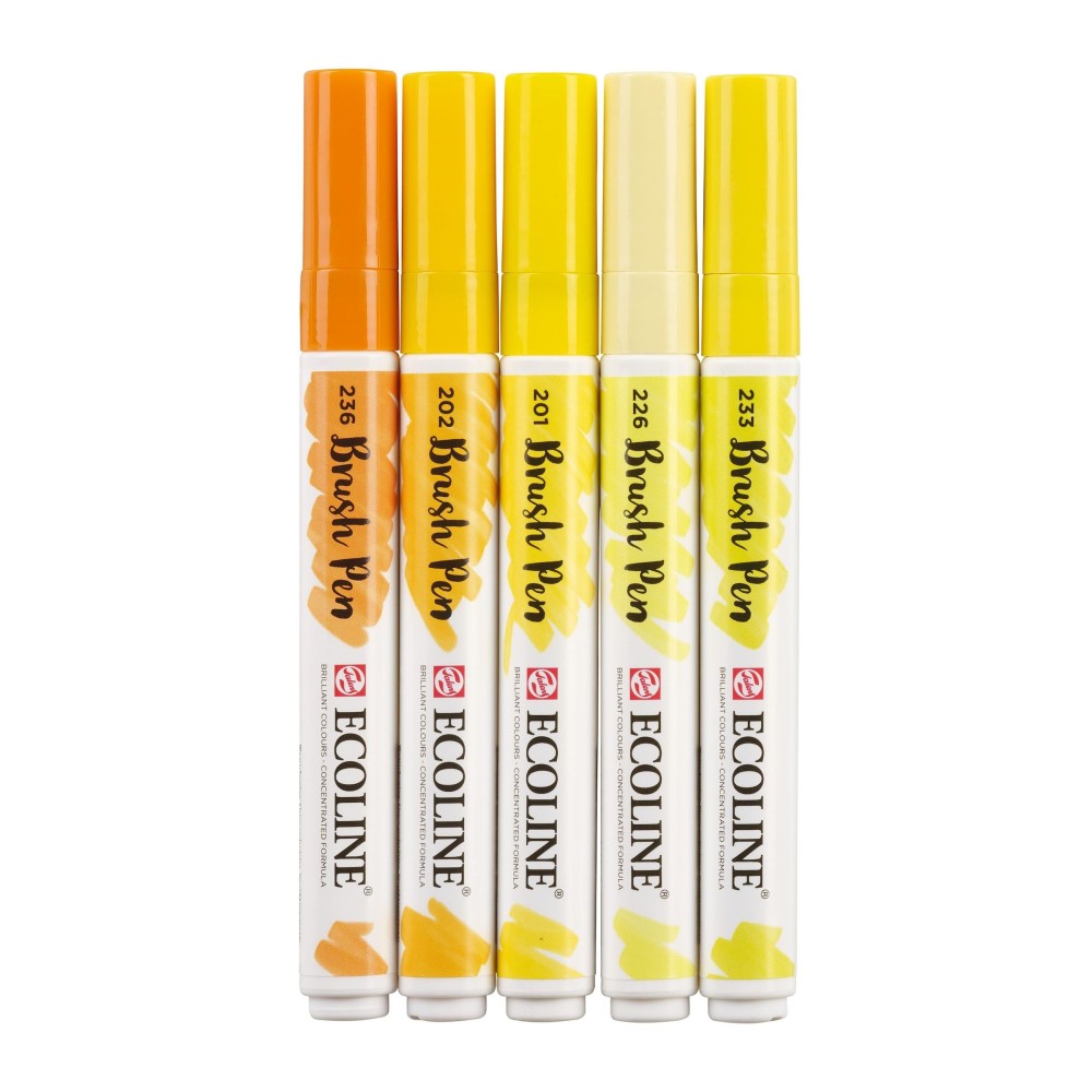 Brush Pen watercolor set Ecoline - Talens - Yellow, 5 colors