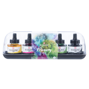 Set of liquid watercolor Ecoline in bottle - Talens - Primary, 5 colors x 30 ml