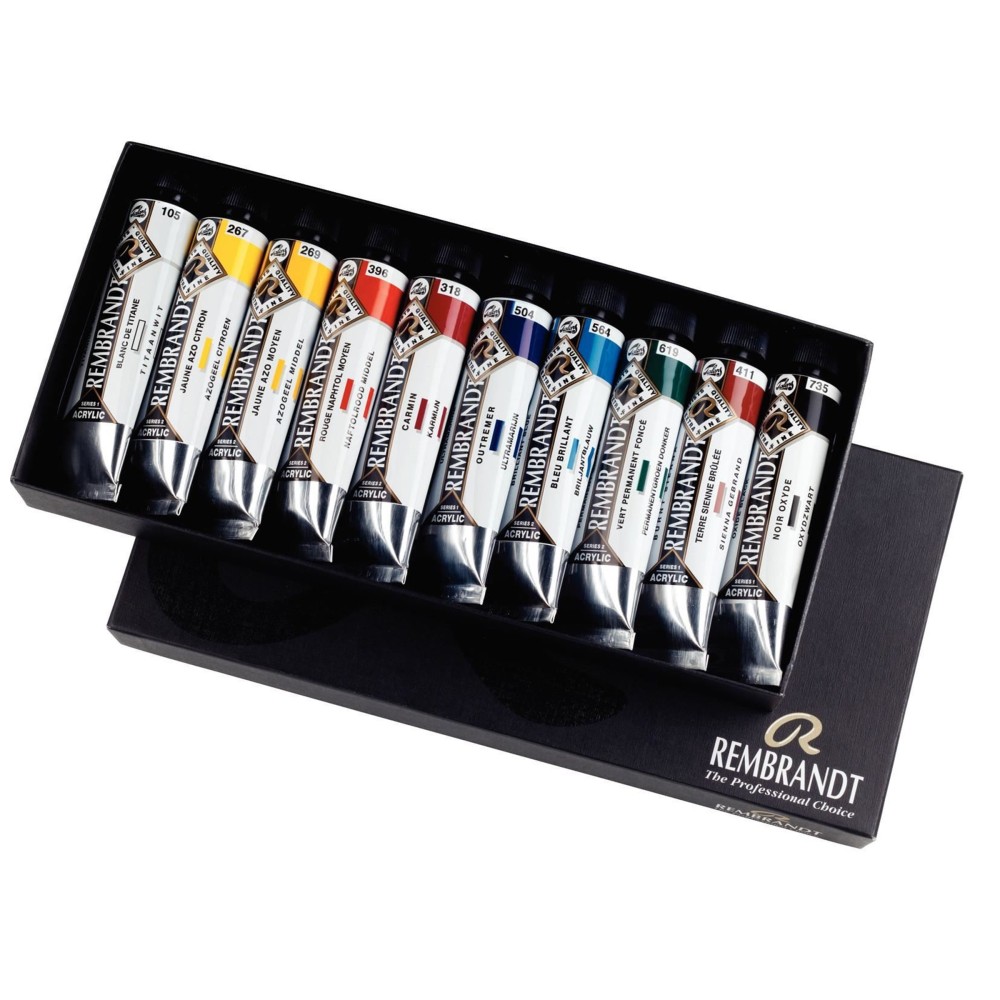 Zestaw farb akrylowych - Rembrandt - 10 kolorów x 40 ml