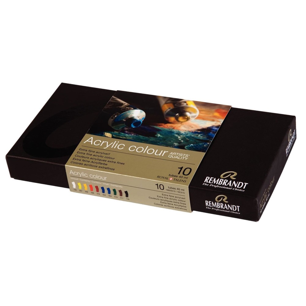 Zestaw farb akrylowych - Rembrandt - 10 kolorów x 40 ml