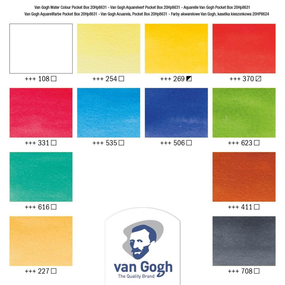 Zestaw akwareli w półkostkach - Van Gogh - 12 kolorów