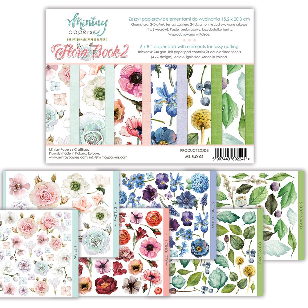 Zestaw papierów 15 x 20 cm - Mintay - Flora Book 2