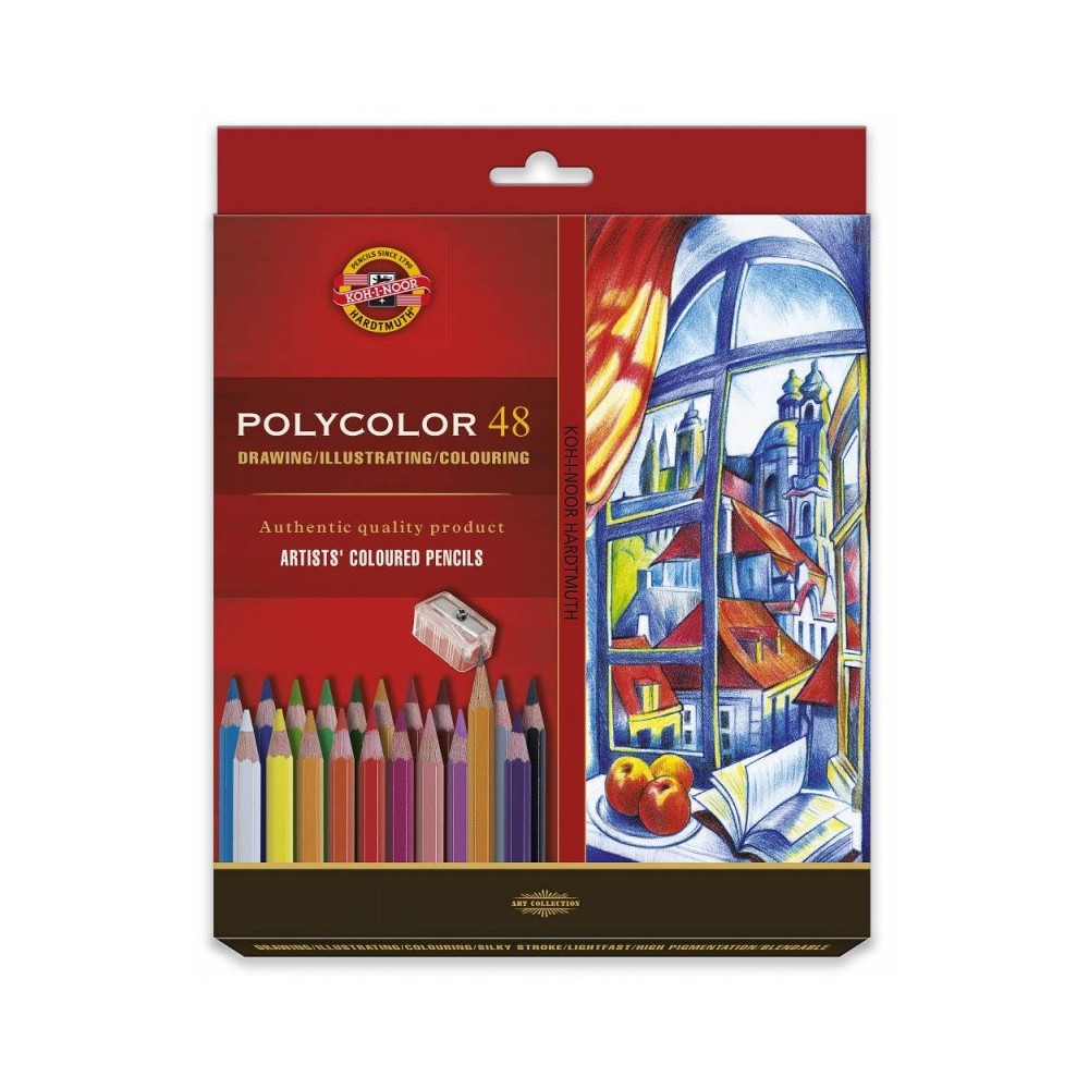 Zestaw kredek Polycolor z ołówkiem i temperówką - Koh-I-Noor - 48 kolorów