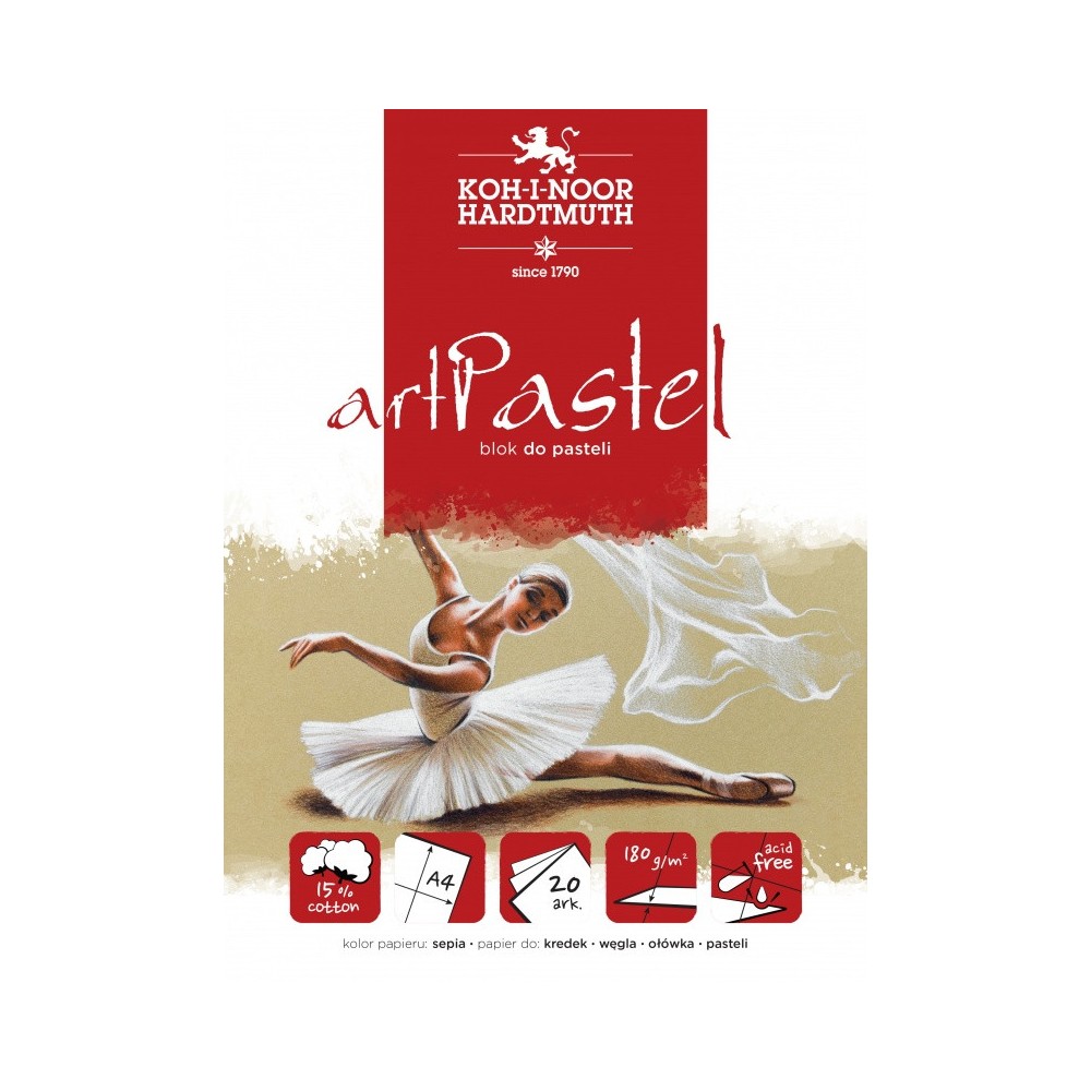 Blok do pasteli Art Pastel - Koh-I-Noor - Sepia, A4, 180 g, 20 ark.