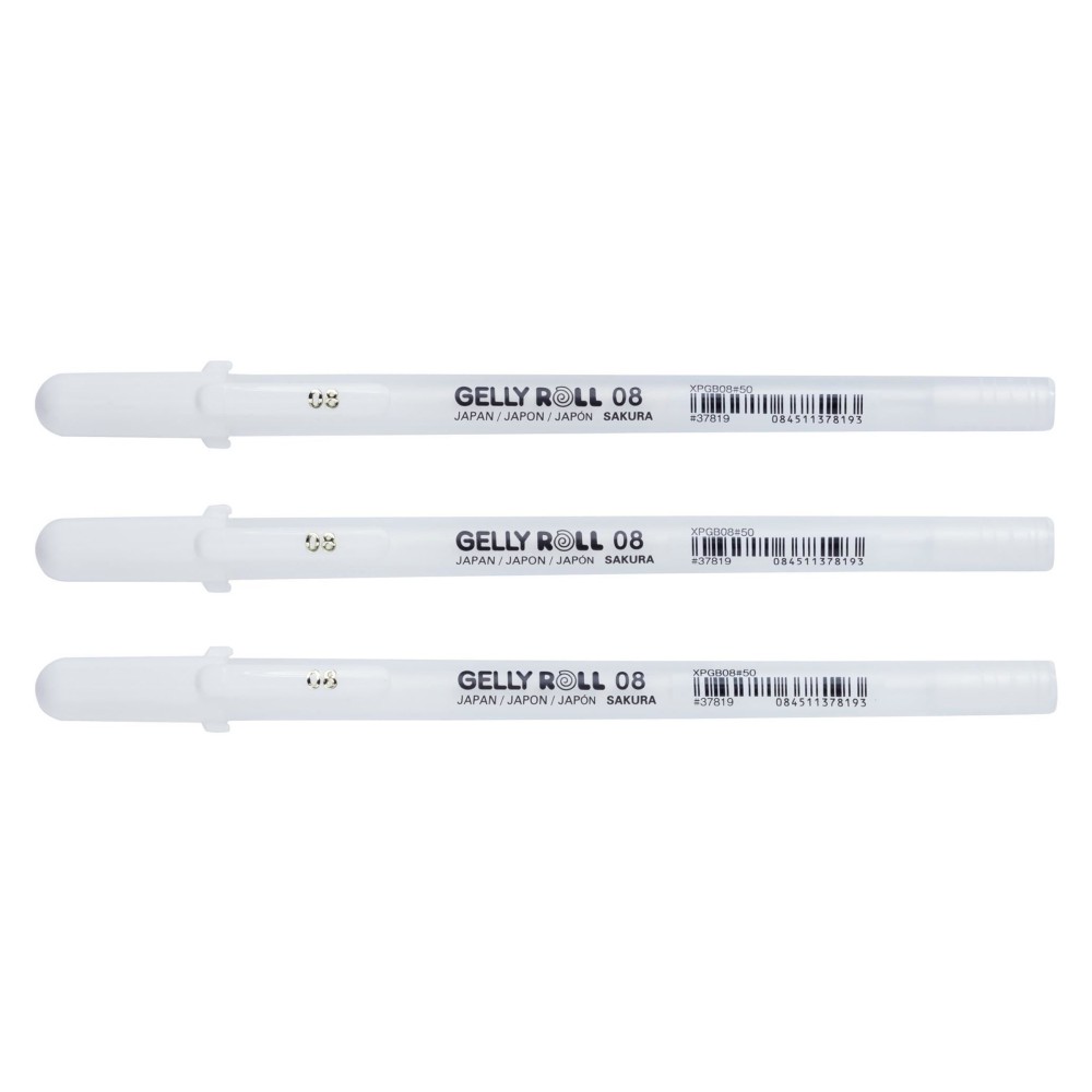 Set of Gelly Roll Bright White pen set 08 - Sakura - white, 3 pcs.