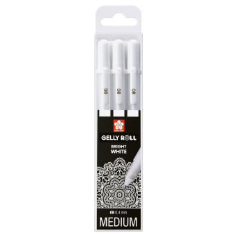 Set of Gelly Roll Bright White pen set 08 - Sakura - white, 3 pcs.
