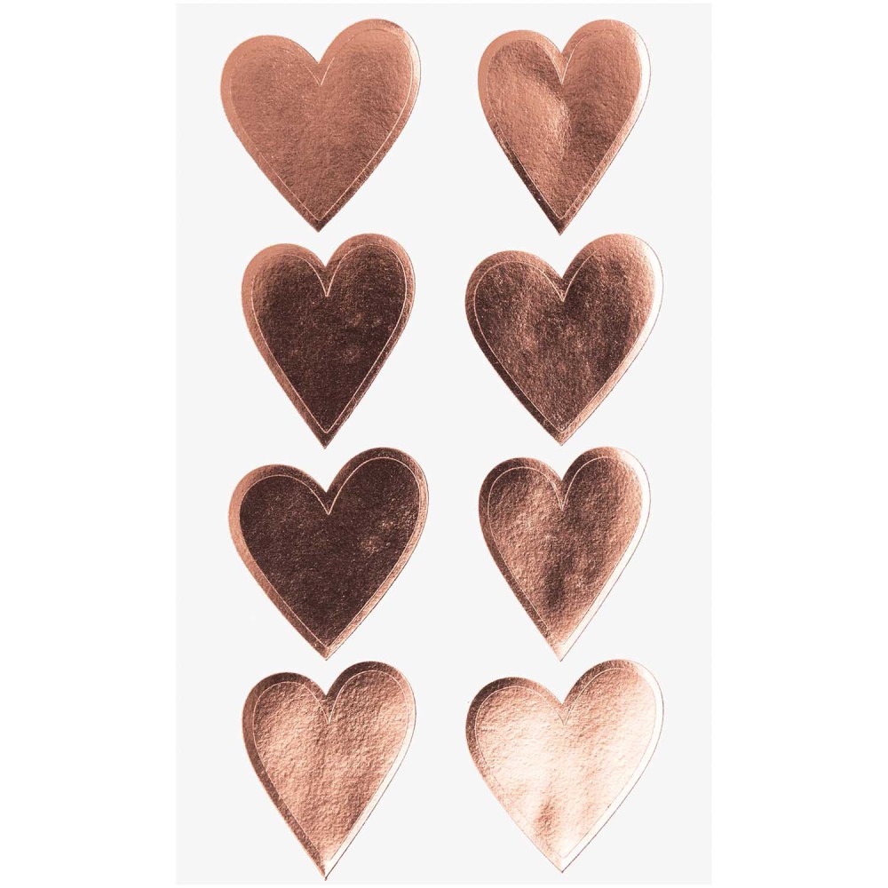 Stickers metallic hearts - Paper Poetry - rose gold, 32 pcs.