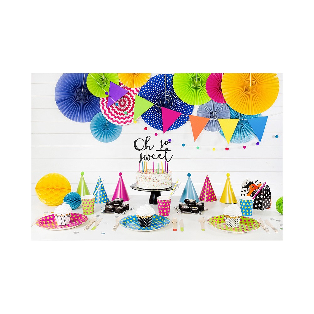 Birthday candles, colorful flames - 6 cm, 6 pcs.
