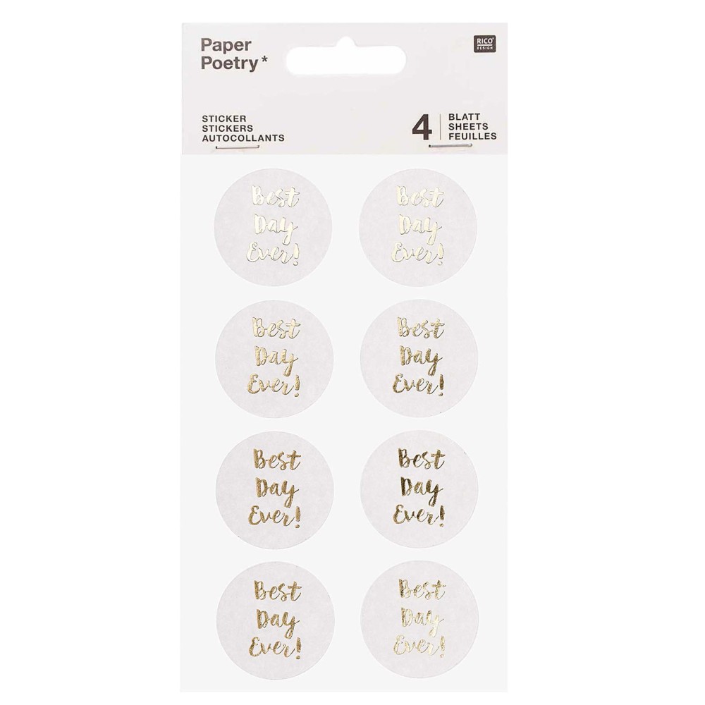 Naklejki Best Day Ever - Paper Poetry - białe, 32 szt.