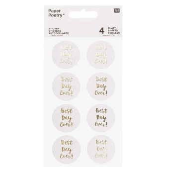 Naklejki Best Day Ever - Paper Poetry - białe, 32 szt.
