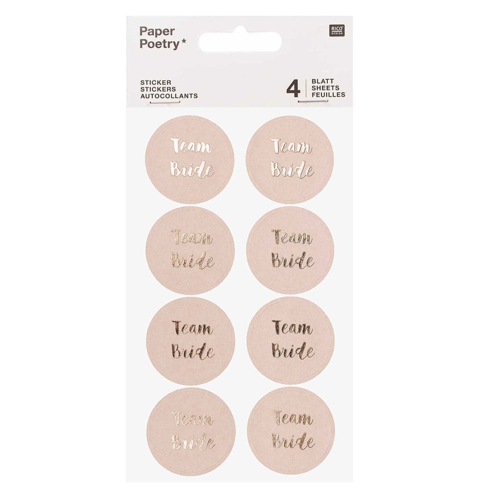Naklejki Team Bride - Paper Poetry - różowe, 32 szt.