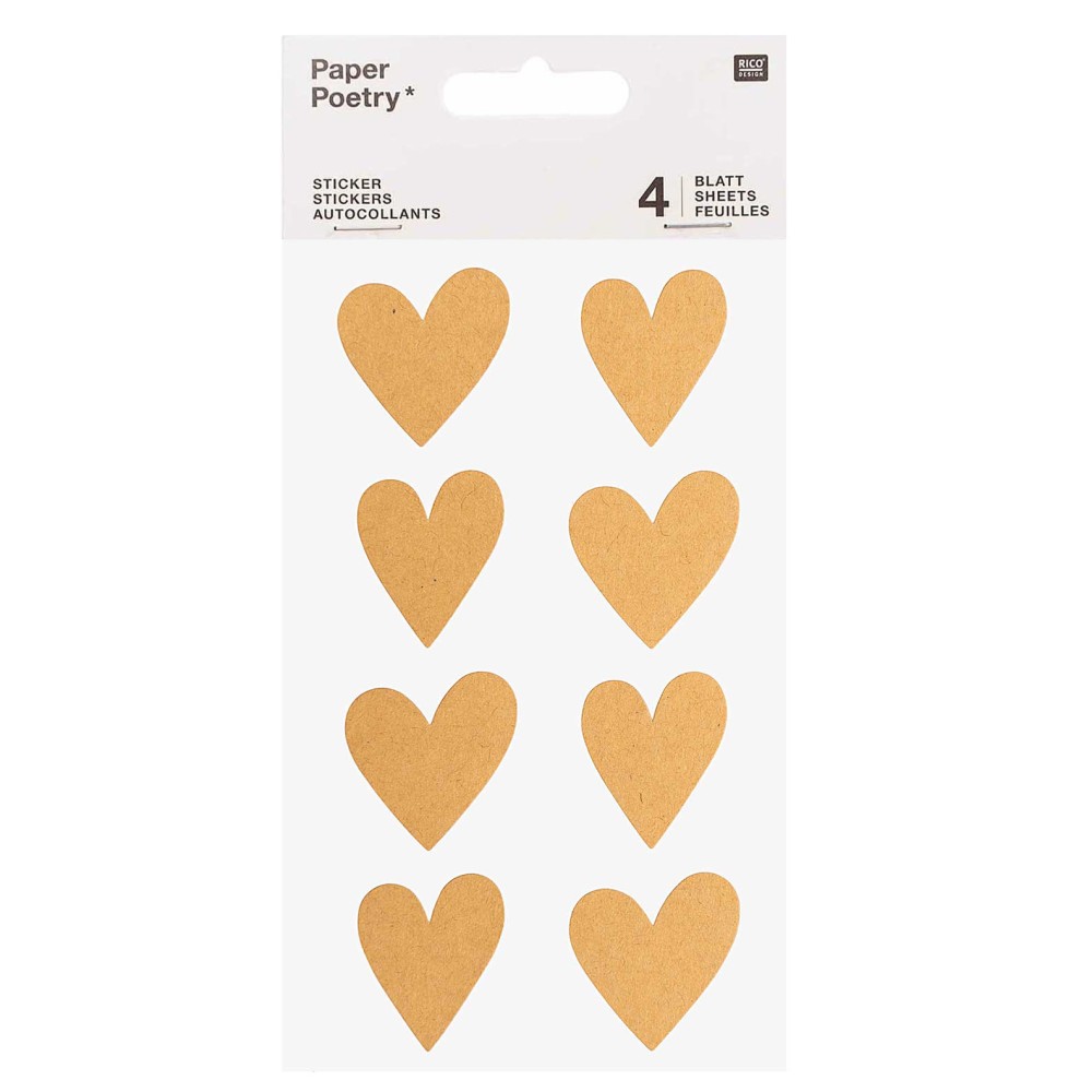 Naklejki serca - Paper Poetry - kraft, 32 szt.