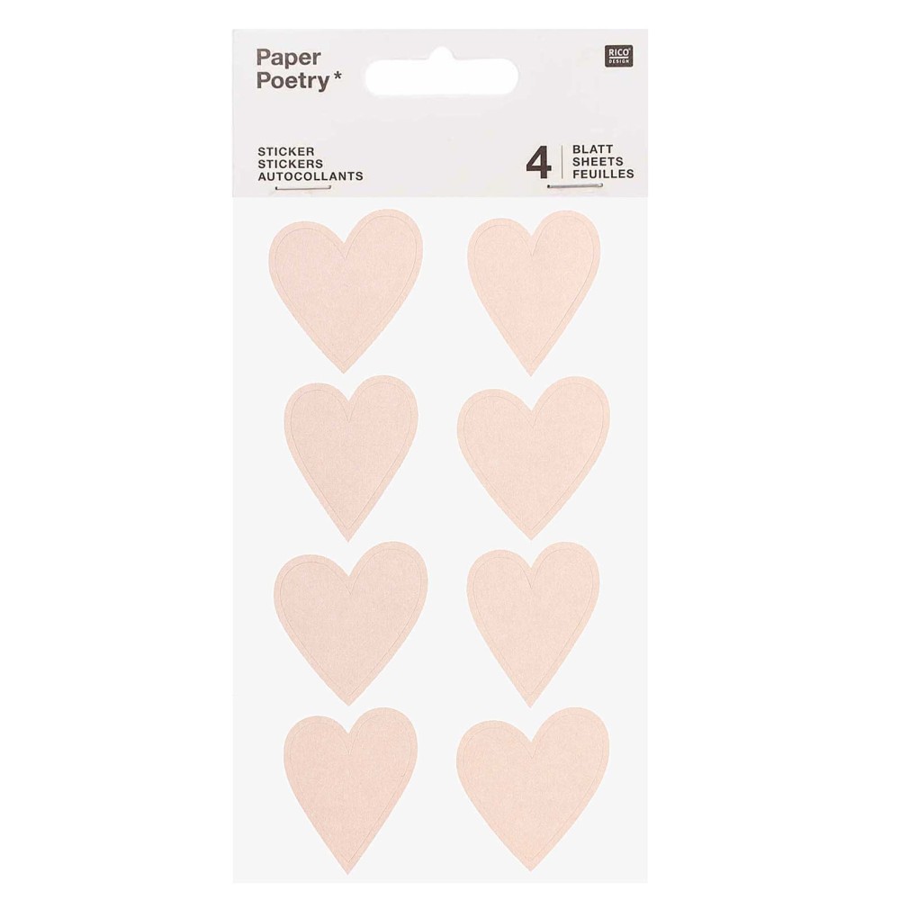 Naklejki serca - Paper Poetry - beżowe, 32 szt.