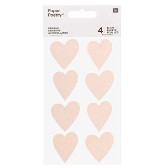 Stickers metallic hearts - Paper Poetry - beige, 32 pcs.