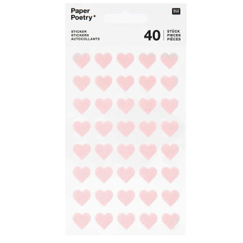 Felt hearts stickers - Paper Poetry - small, pink, 40 pcs.