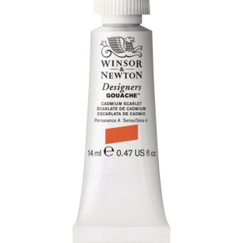 Gouache paint in tube - Winsor & Newton - Cadmium Scarlet, 14 ml