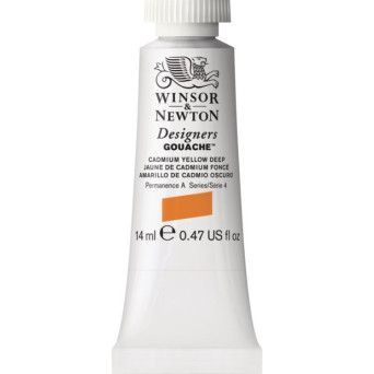 Gouache paint in tube - Winsor & Newton - Cadmium Yellow Deep, 14 ml