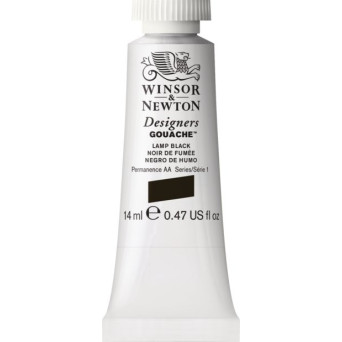 Farba gwasz Designers Gouache - Winsor & Newton - Lamp Black, 14 ml
