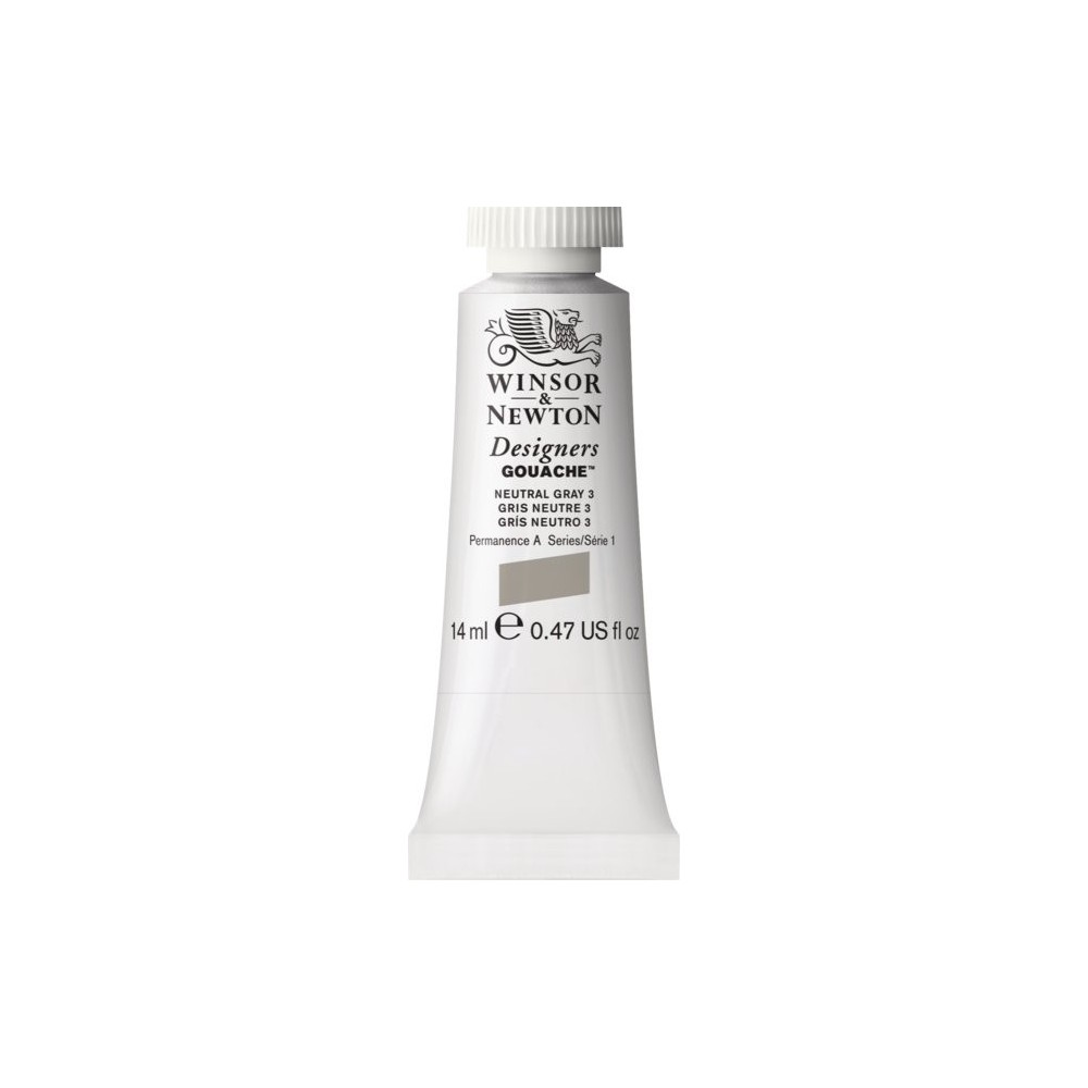 Gouache paint in tube - Winsor & Newton - Neutral Grey 3, 14 ml