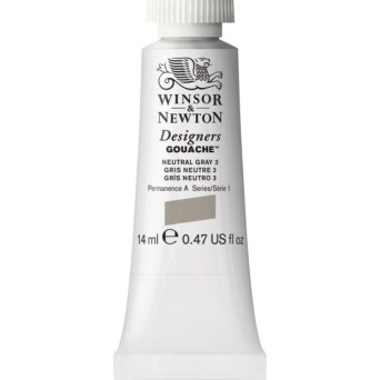 Gouache paint in tube - Winsor & Newton - Neutral Grey 3, 14 ml