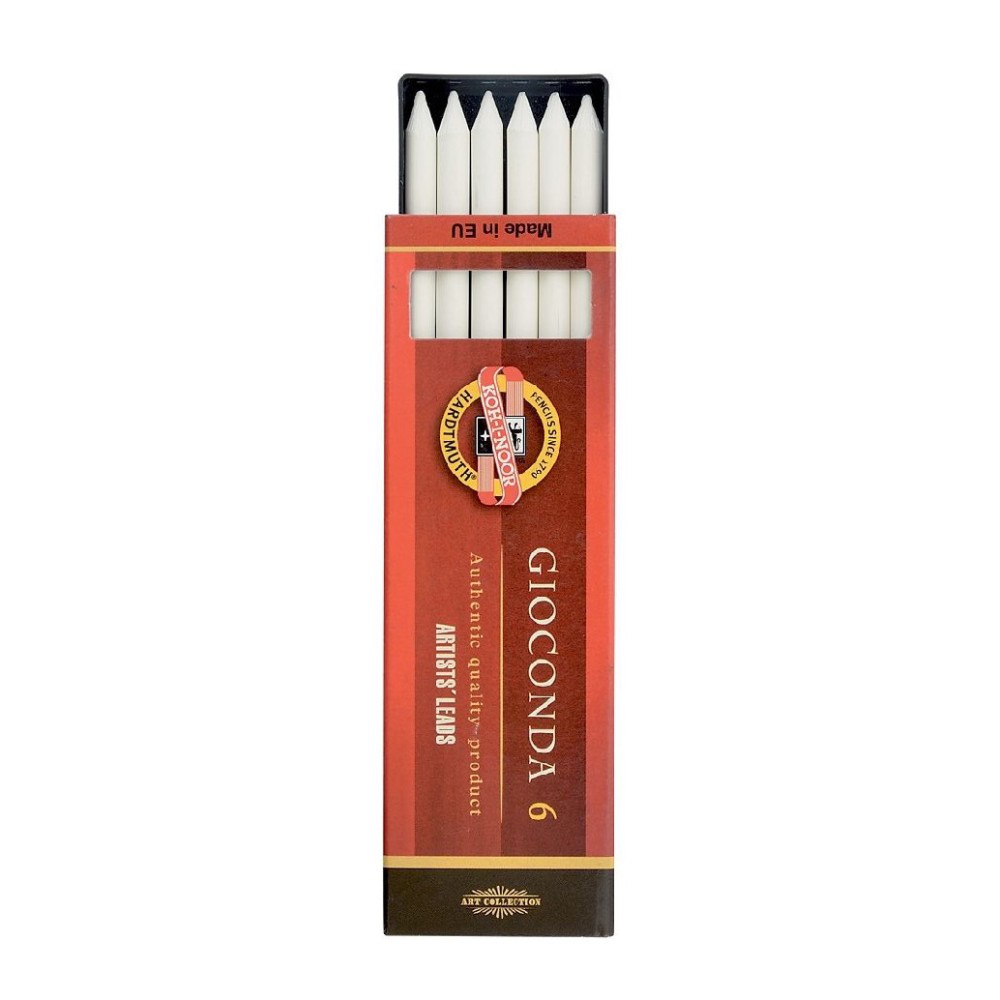Pastel, kreda Gioconda - Koh-I-Noor - białe, 5,6 mm, 6 szt.