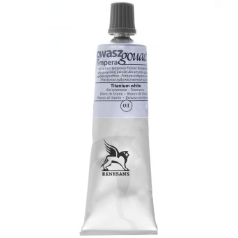 Gouache paint in tube - Renesans - 01, titanium white, 60 ml