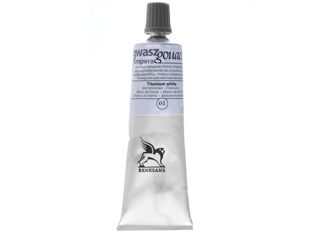 Farba gwasz - Renesans - 01, titanium white, 60 ml