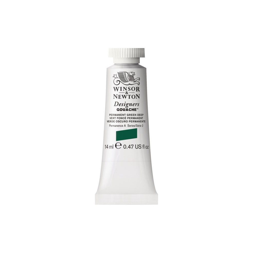 Farba gwasz Designers Gouache - Winsor & Newton - Permanent Green Deep, 14 ml