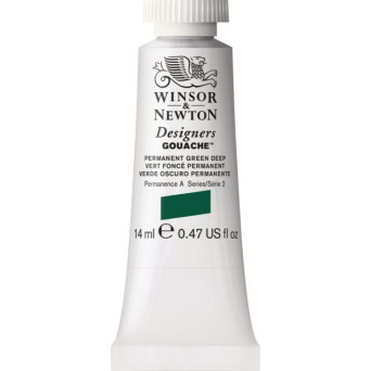 Gouache paint in tube - Winsor & Newton - Permanent Green Deep, 14 ml