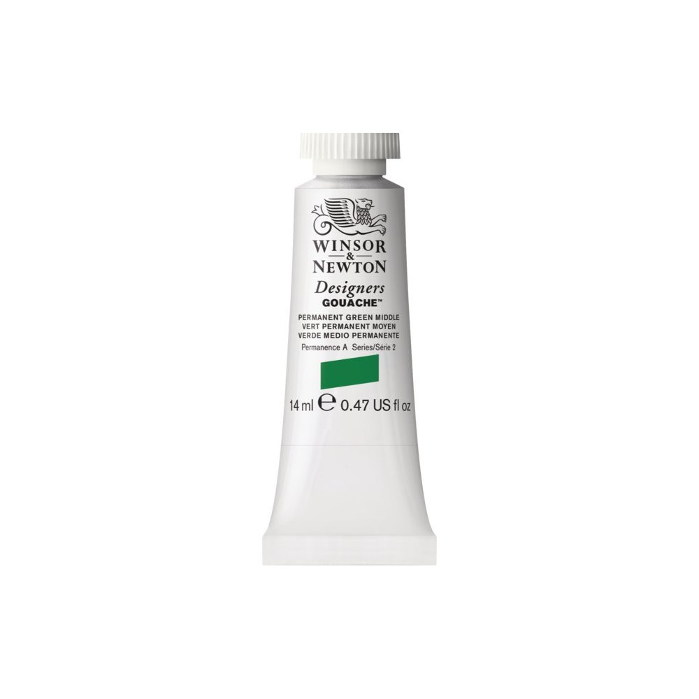Farba gwasz Designers Gouache - Winsor & Newton - Permanent Green Middle, 14 ml