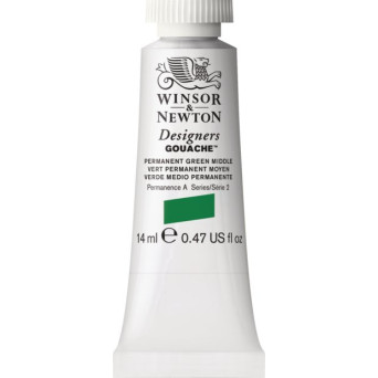 Farba gwasz Designers Gouache - Winsor & Newton - Permanent Green Middle, 14 ml